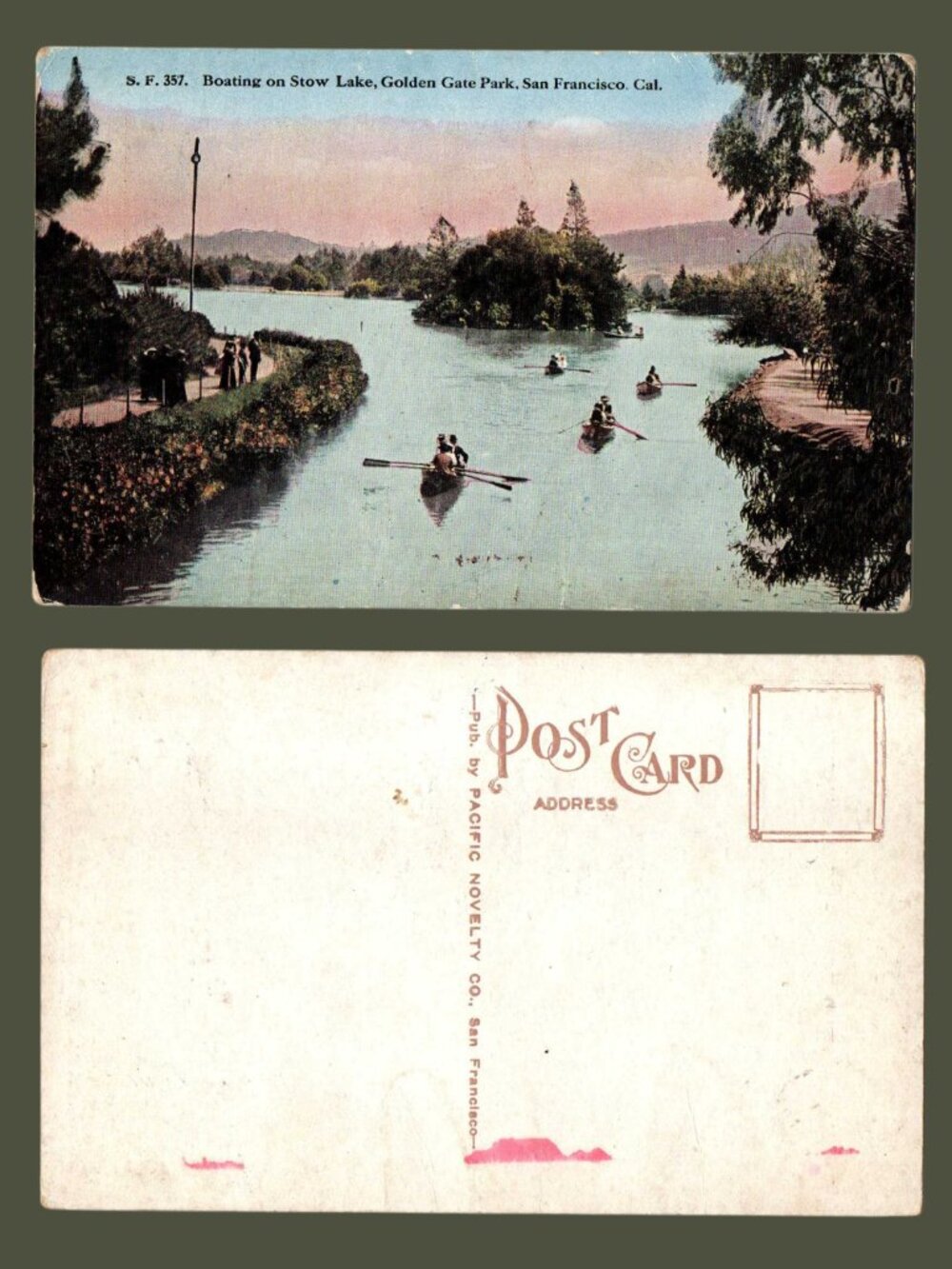 10/$25 Vintage Blank California Golden Gate Park Boating on Stow Lake Postcard